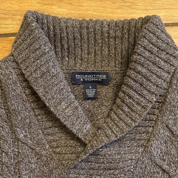 Roundtree & Yorke Cable Knit Sweater Men’s Gray L - Picture 2 of 2